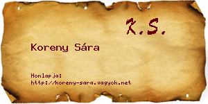 Koreny Sára névjegykártya